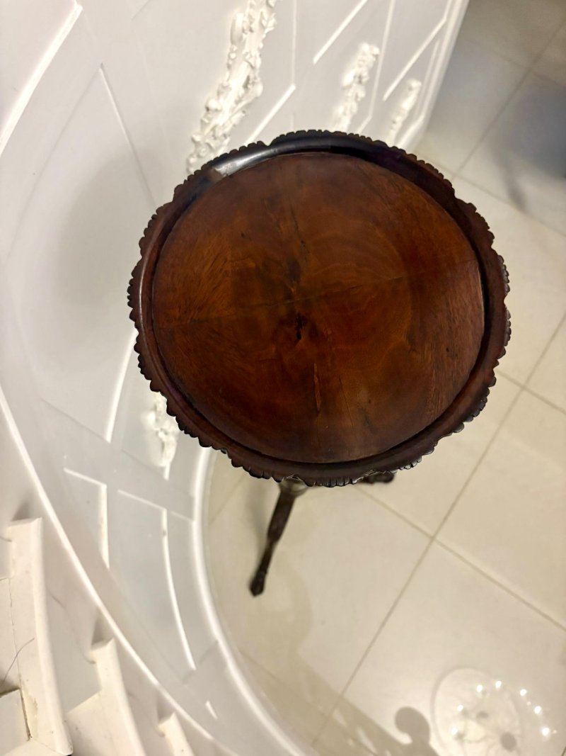 Superior Quality Antique Victorian Carved Mahogany Torchère / Plant Stand